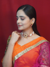 24K Gold-Plated Ethnic Pink Stone and Kundan Choker Necklace and Earrings Set