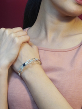 Rhodium-Plated Blue Stone Bracelet with American Diamond