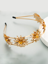 Gold Plated Floral Hair Band with Yellow Stone