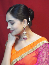 Gold-Plated Purple Stone Jhumka Earrings with Mirror Work