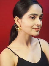 Gold-Plated Matte Floral Earrings with Faux Pearl