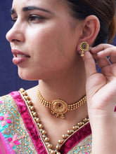 Ethnic 24K Gold-Plated Golden Beads and Ruby Choker Set