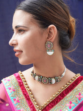 Classy Black Polish Pink and Mint Kundan Choker Set