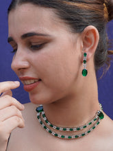Blush Green Silver Rhodium Double-Layer Cz Jewelry Set (Set of 3)