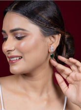 American Diamond Luxurious Emerald Green Drop Earrings