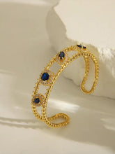 24K Gold-Plated Adjustable Royal Blue and Zircon Crystal Bracelet