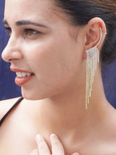 Multi Layer White Crystal Gold-Plated Dangler Earring