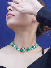Emerald Green & Lime Green Crystal Choker Necklace