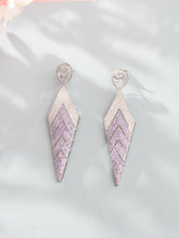 White and Purple Leaf-Shaped Earrings with American Diamonds