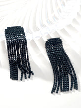 Fancy Long Dangler Black Stone Earrings