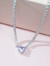 Silver Plated Purple and White AD Zircon Pendant Chain