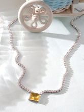 Silver Plated Sapphire Yellow and White AD Zircon Pendant Chain