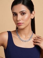Silver Plated Sky Blue Water Drop Necklace with Zircon Stone