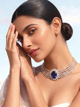 Zircon Multi-Layer Dark Blue Choker Necklace