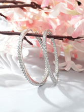 Silver Rhodium American Diamond Hoop Earrings