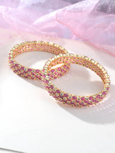 18k Gold Plated Pink and White Bangle Set of 2