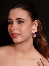 Pink Floral Swarovski Stone Dangler Earrings