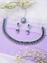 Royal Aura Rhodium-Plated American Diamond Necklace Set