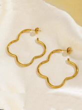 Gold-Plated Anti-Tarnish Floral Fancy Hoop Earrings