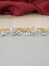 Silver Water Drop Earrings with Leaf Design