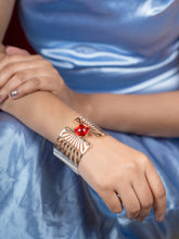Gold-Plated Adjustable Fancy Bangle with Cherry Red Stone