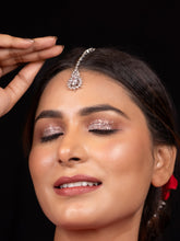 Rhodium-Plated Mangtikka with American Diamond Embellishments