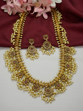 24K Gold-Plated Temple Jewelry Set with Pearls, Rubies, and Emeralds