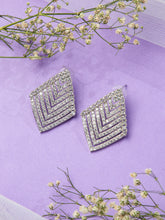 Celestial Spark Rhodium-Plated American Diamond Statement Earrings