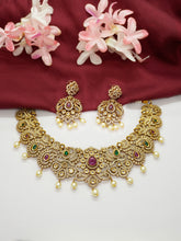 24K Gold-Plated Jewelry Set with Pearl, Pink and Emerald Stones, and Zircon Accents