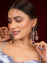 Multi-Color Dangler Earrings with Zircon and Black Polish