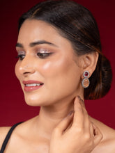 Dual Tone Water Drop Design Dangler Earrings with Zircon