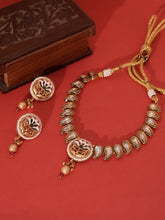 24K Gold-Plated Kundan Jewelry Set with Bell and Flower Design