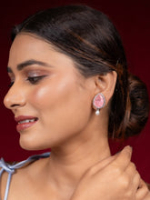 Elegant Pink Pearl and Zircon Drop Earrings