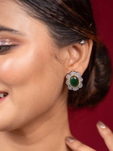 Emerald Green Kundan Black Polish Stud Earrings