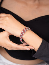 Elegant Silver-Plated Ruby American Diamond Bangles (Set of 2)