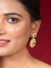 24K Gold Plated Kundan Orange Stone Earrings