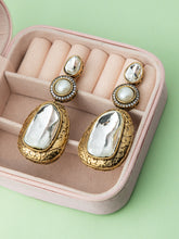 Traditional Peacock Design Brass Kundan Earrings