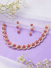 Rose Bloom Gold-Plated American Diamond Necklace Set
