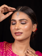 Ethnic Silver Rhodium-Plated White American Diamond Maangtikka