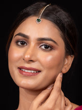 American Diamond and Zircon Green Stone Heart Shape Mangtikka