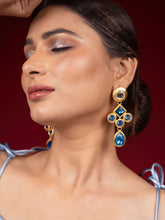 Fancy Blue and White CZ Drop Earrings