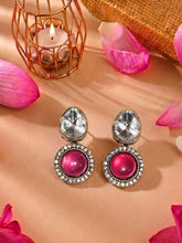 Ethnic Pink Stone and Kundan Drop Earrings