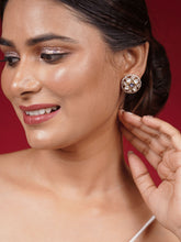 24K Traditional Gold-Plated Purple Stone Stud Earrings