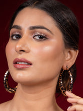 Gold-Plated Leopard Print Oval Hoop Earrings