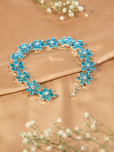Aqua Bloom Rhodium-Plated Floral AD Bracelet