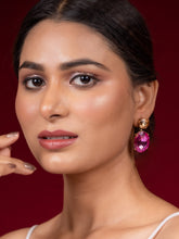 Fancy Yellow and Pink Cz Studded Hanging Earring