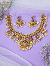 Pearl Blossom Gold-Plated Matt Finish Necklace Set