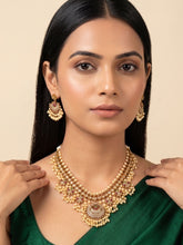 Pearl Blossom Gold-Plated Matt Finish Necklace Set
