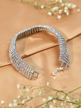 Starlit Radiance Rhodium-Plated American Diamond Bracelet