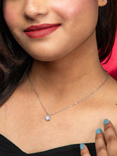 Rhodium Plated Necklace with White American Diamond Round Stone Pendant